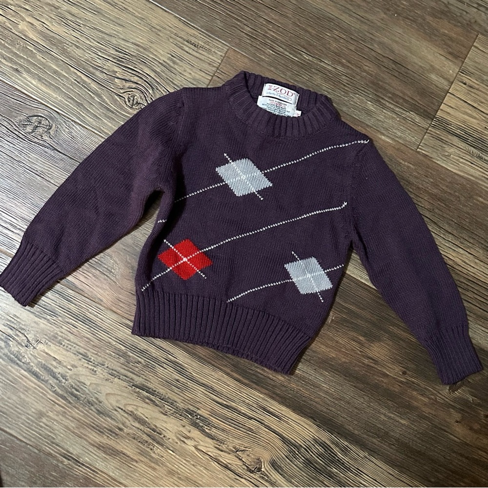 IZOD infants & toddler vintage Argyle acrylic sweater 3T purple plum